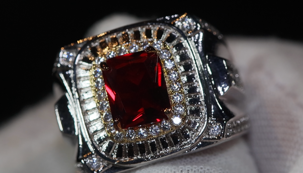 Mens Ruby Ring | Ruby Ring | Mens Red Diamond Ring | Red Diamond Ring