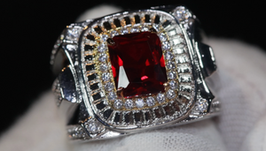 Mens Ruby Ring | Ruby Ring | Mens Red Diamond Ring | Red Diamond Ring