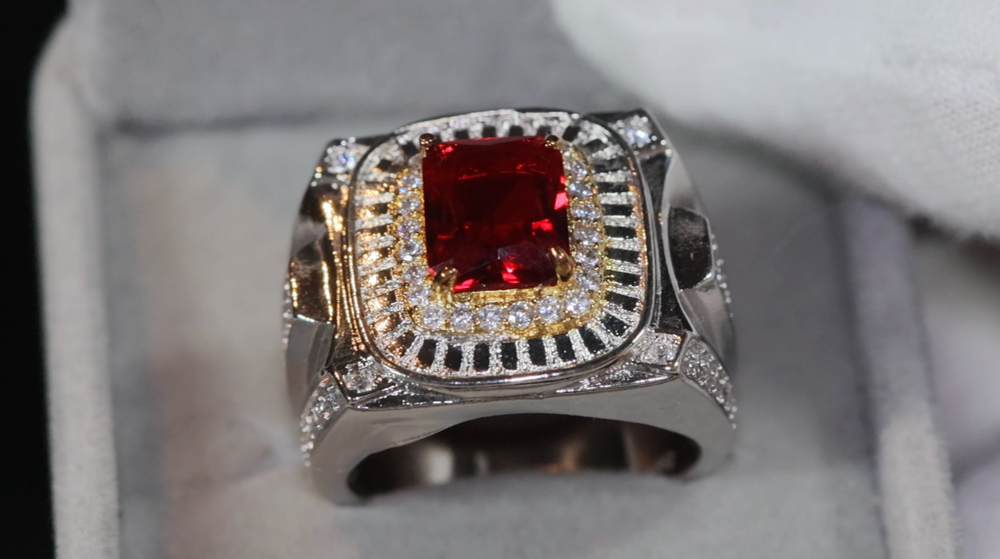 Mens Ruby Ring | Ruby Ring | Mens Red Diamond Ring | Red Diamond Ring