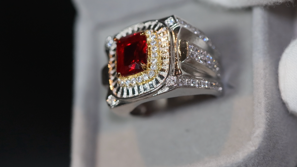 Mens Ruby Ring | Ruby Ring | Mens Red Diamond Ring | Red Diamond Ring