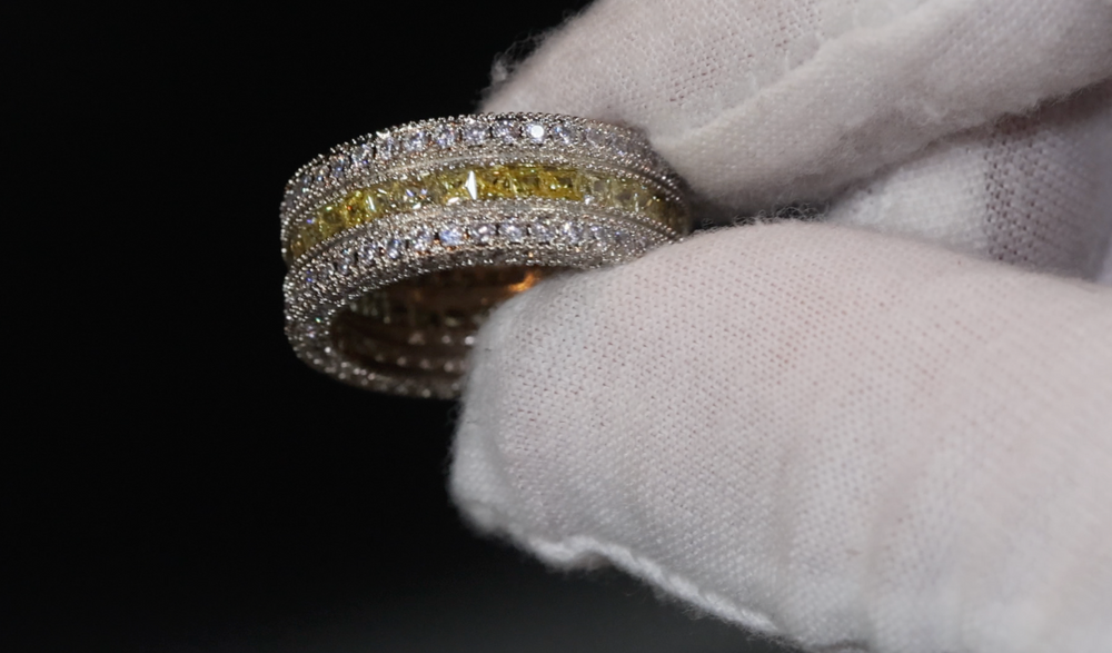 Eternity Ring | Yellow Diamond Ring | Mens Eternity Ring | Womens Eternity Ring | Yellow Iced Out Ring