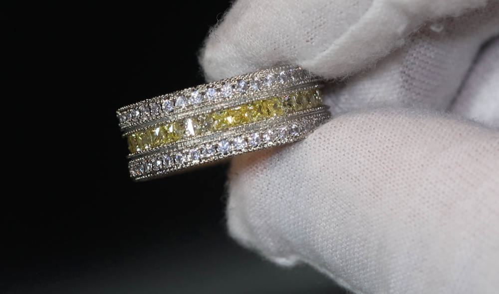 Eternity Ring | Yellow Diamond Ring | Mens Eternity Ring | Womens Eternity Ring | Yellow Iced Out Ring