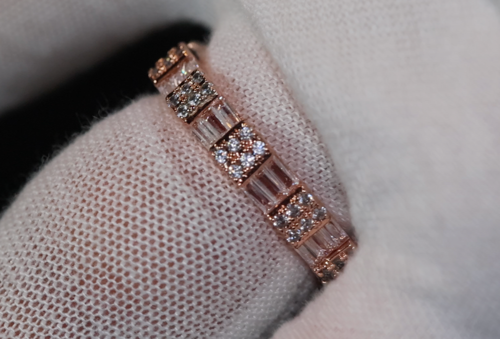 Iced Out Ring | Eternity Ring | Rose Gold Iced Out Ring | Baguette Diamond Eternity Ring