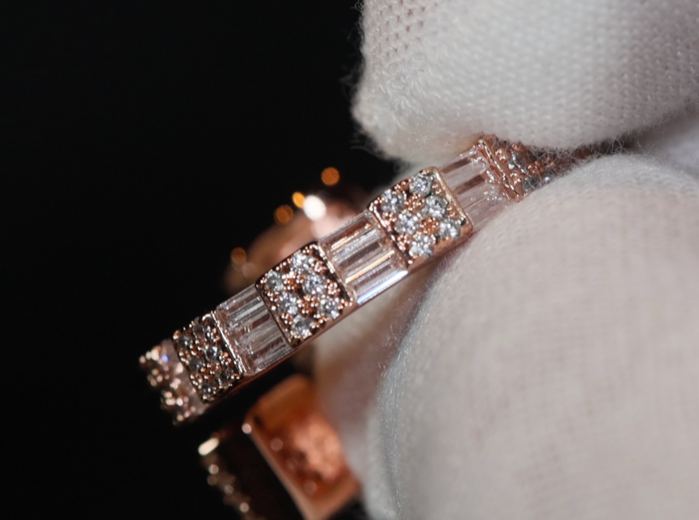 Iced Out Ring | Eternity Ring | Rose Gold Iced Out Ring | Baguette Diamond Eternity Ring