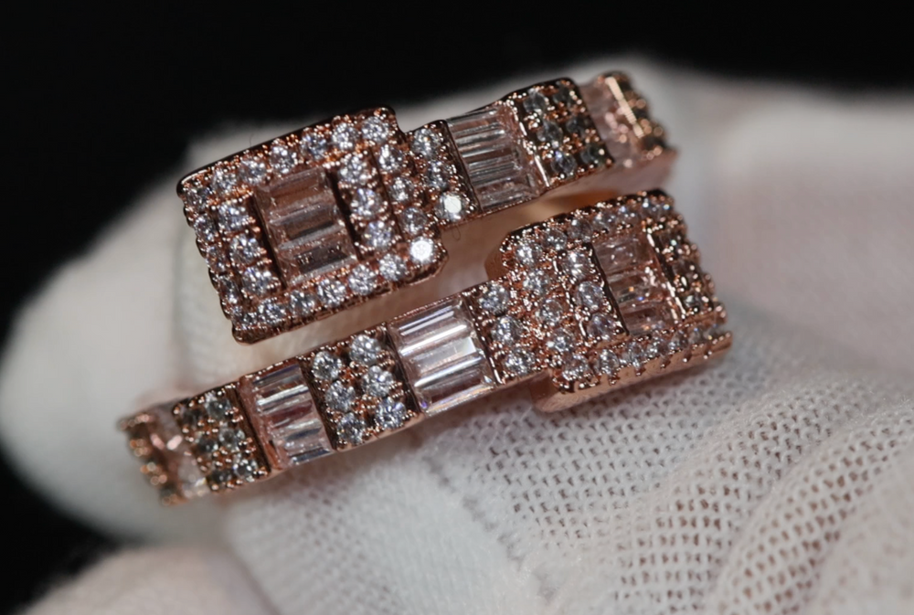 Iced Out Ring | Eternity Ring | Rose Gold Iced Out Ring | Baguette Diamond Eternity Ring