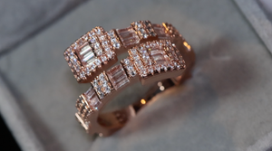 Iced Out Ring | Eternity Ring | Rose Gold Iced Out Ring | Baguette Diamond Eternity Ring