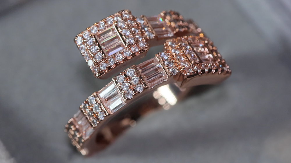 Iced Out Ring | Eternity Ring | Rose Gold Iced Out Ring | Baguette Diamond Eternity Ring