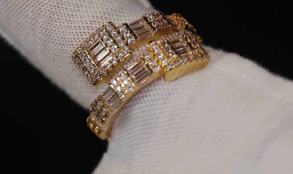 Iced Out Ring | Eternity Ring | Gold Iced Out Ring | Baguette Diamond Eternity Ring