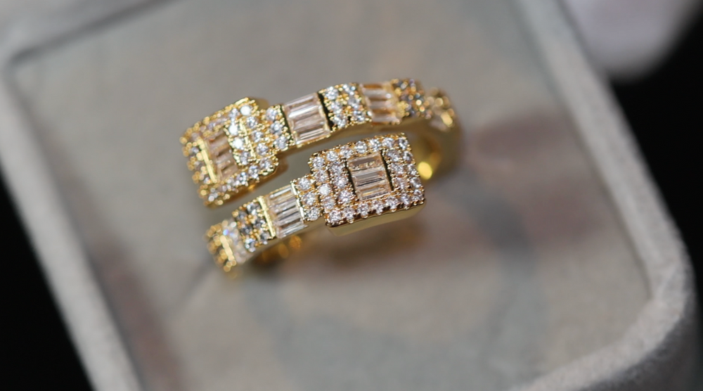 Iced Out Ring | Eternity Ring | Gold Iced Out Ring | Baguette Diamond Eternity Ring