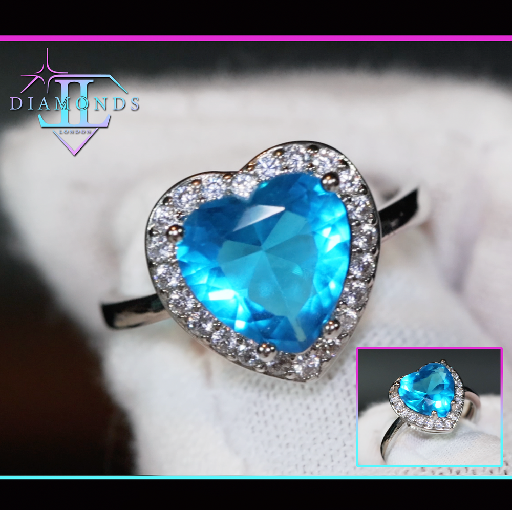 blue heart diamond ring