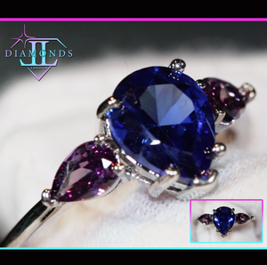 Blue and Purple Diamond Ring