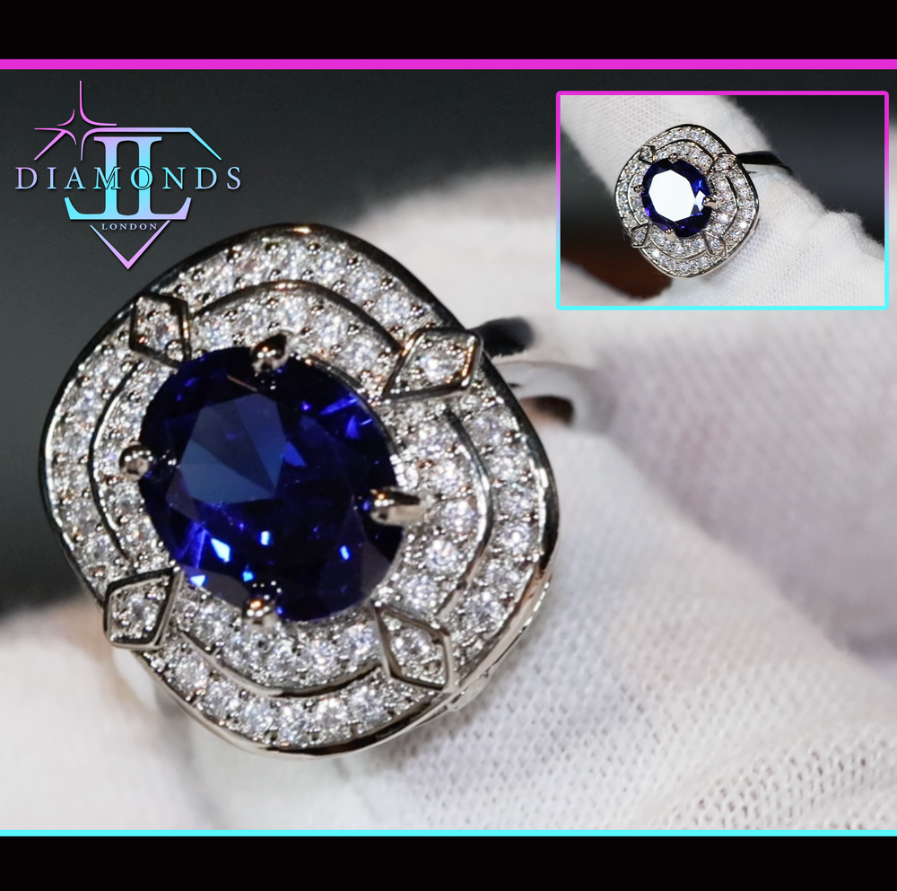 Womens blue diamond ring