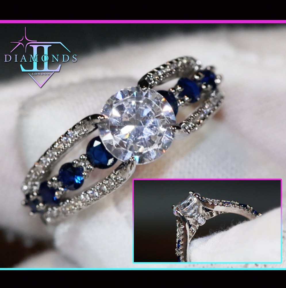 Womens blue diamond ring