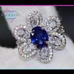 Womens blue flower diamond ring