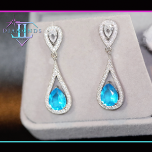 Aquamarine Blue Diamond Earrings