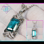 Teal blue diamond pendant