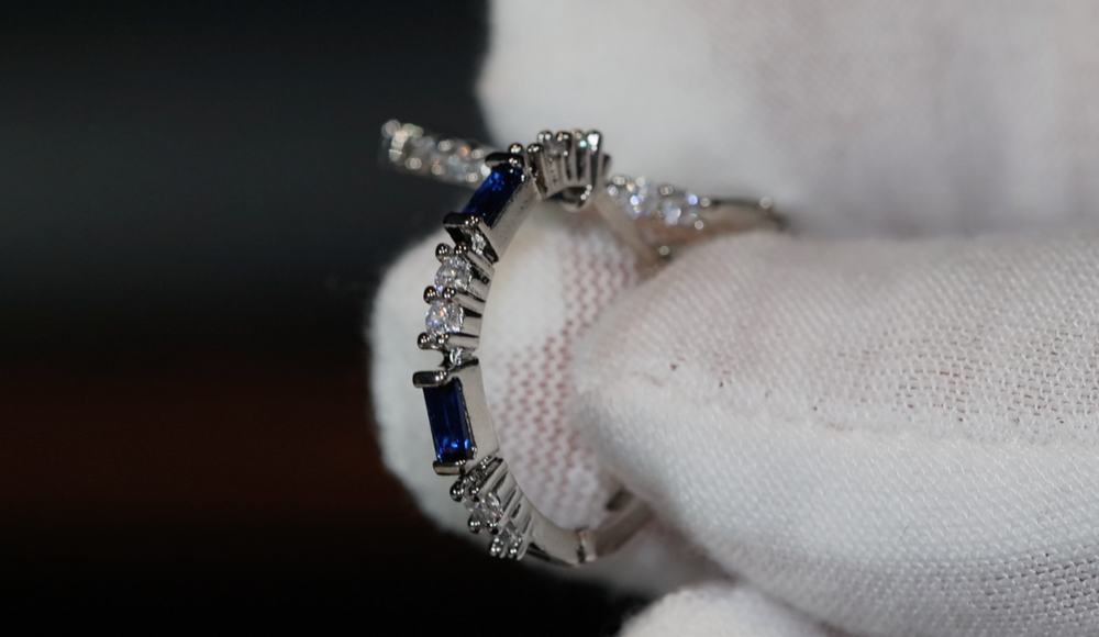 Blue Diamond Hoop Earrings | Blue Diamond Earrings | Sapphire Earrings | Hoop Earrings