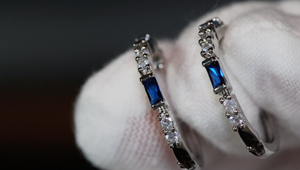 Blue Diamond Hoop Earrings | Blue Diamond Earrings | Sapphire Earrings | Hoop Earrings