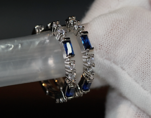 Blue Diamond Hoop Earrings | Blue Diamond Earrings | Sapphire Earrings | Hoop Earrings