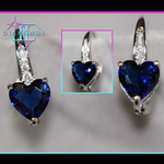 Blue Diamond Heart Earrings