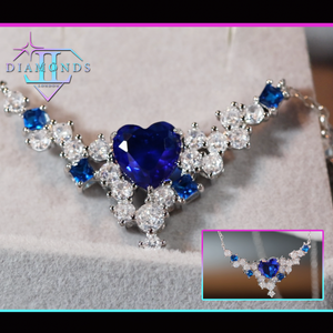 Blue Diamond Heart Necklace