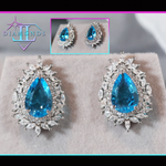 blue teardrop diamond ear studs