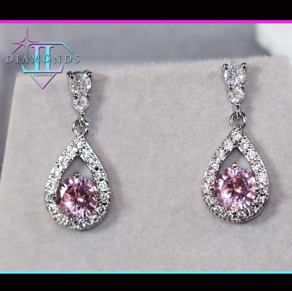 pear cut pink diamond earrings