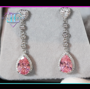 Pink Diamond Earrings | Classy Diamond Earrings | Pink Pear Cut Diamond Earrings