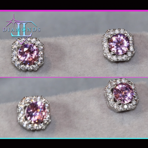 Pink diamond ear studs