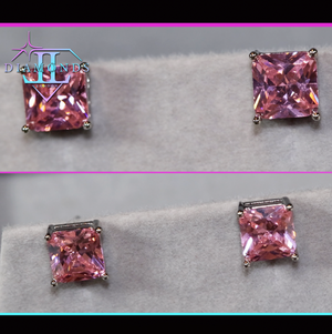 pink diamond ear studs