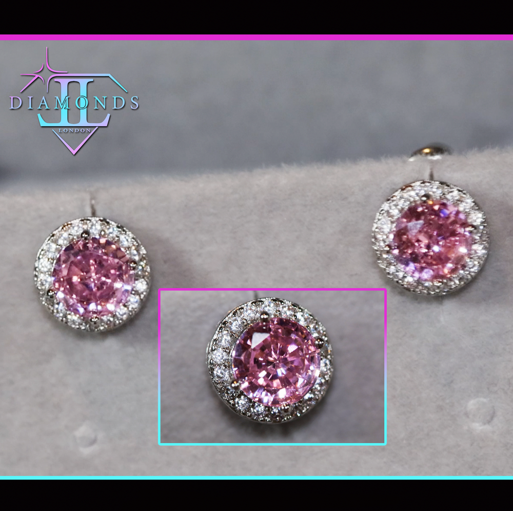 Pink Diamond Ear Studs