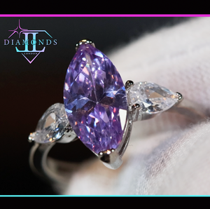 Purple Marquise Diamond Wedding Ring