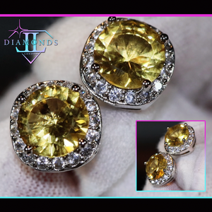 Yellow Diamond Earrings | Womens Earrings | Canary Yellow Earrings | Yellow Diamond Ear Studs | Stud Earrings | Diamond Ear Studs