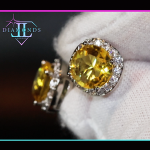 womens yellow diamond ear studs