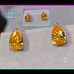 yellow pear diamond ear studs