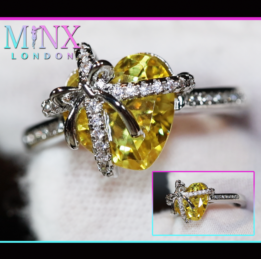 yellow diamond heart ring