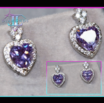 purple heart diamond ear studs