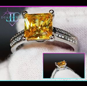 yellow princess cut diamond ring