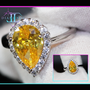 Yellow Pear Cut Diamond Ring
