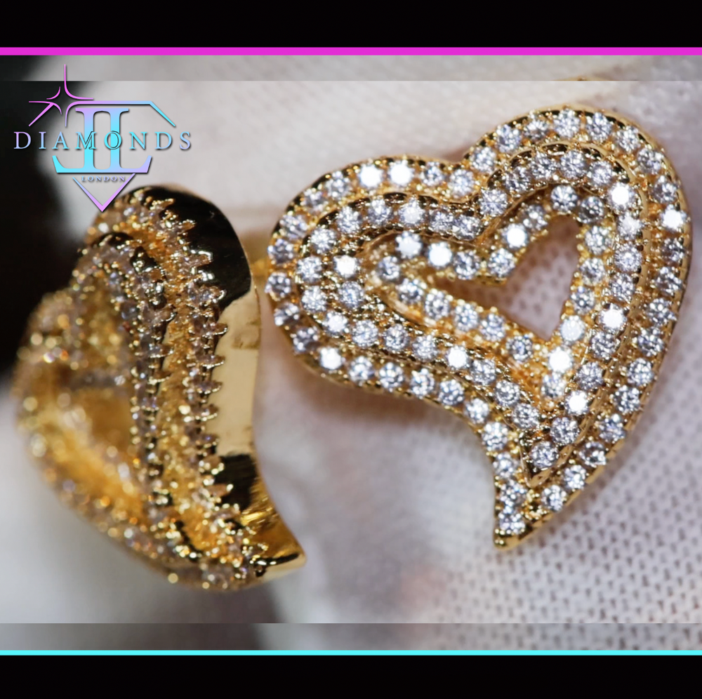 Gold Heart Ear Studs