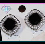 Big black diamond ear studs