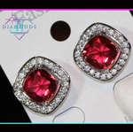 big Red diamond ear studs