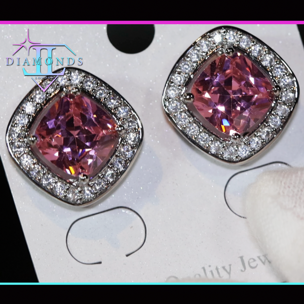 Big pink diamond ear studs