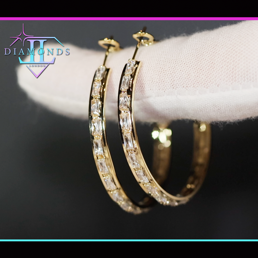 Womens Big Diamond Hoop Earrings