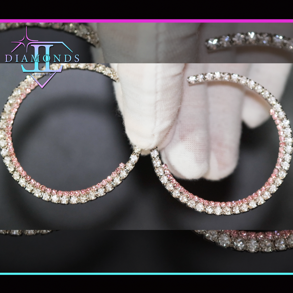 big pink diamond hoop earrings 