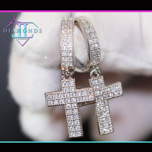 Iced Out Cross Earrings