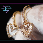 Gold Diamond Heart Earrings