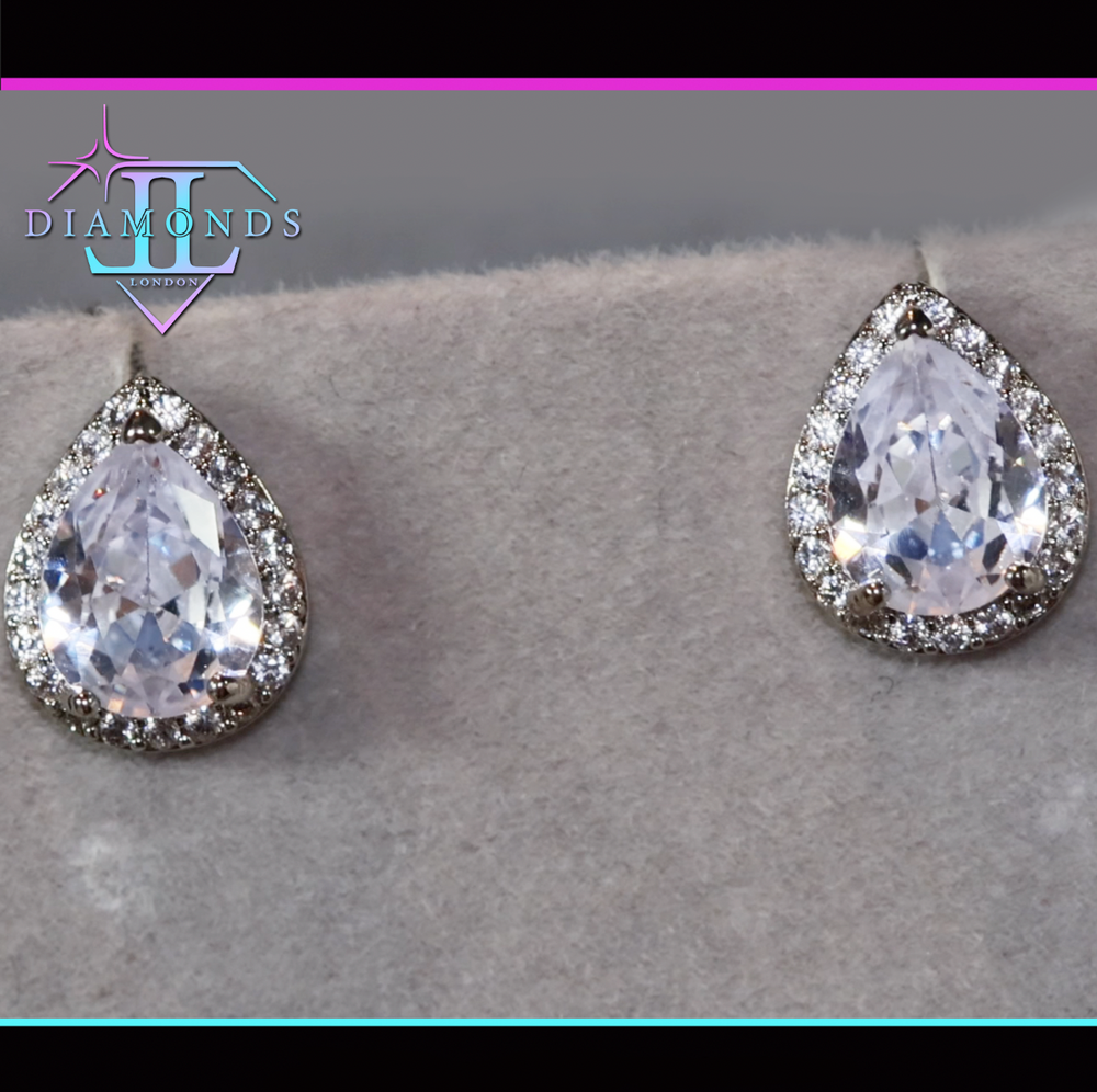 Pear cut diamond ear studs