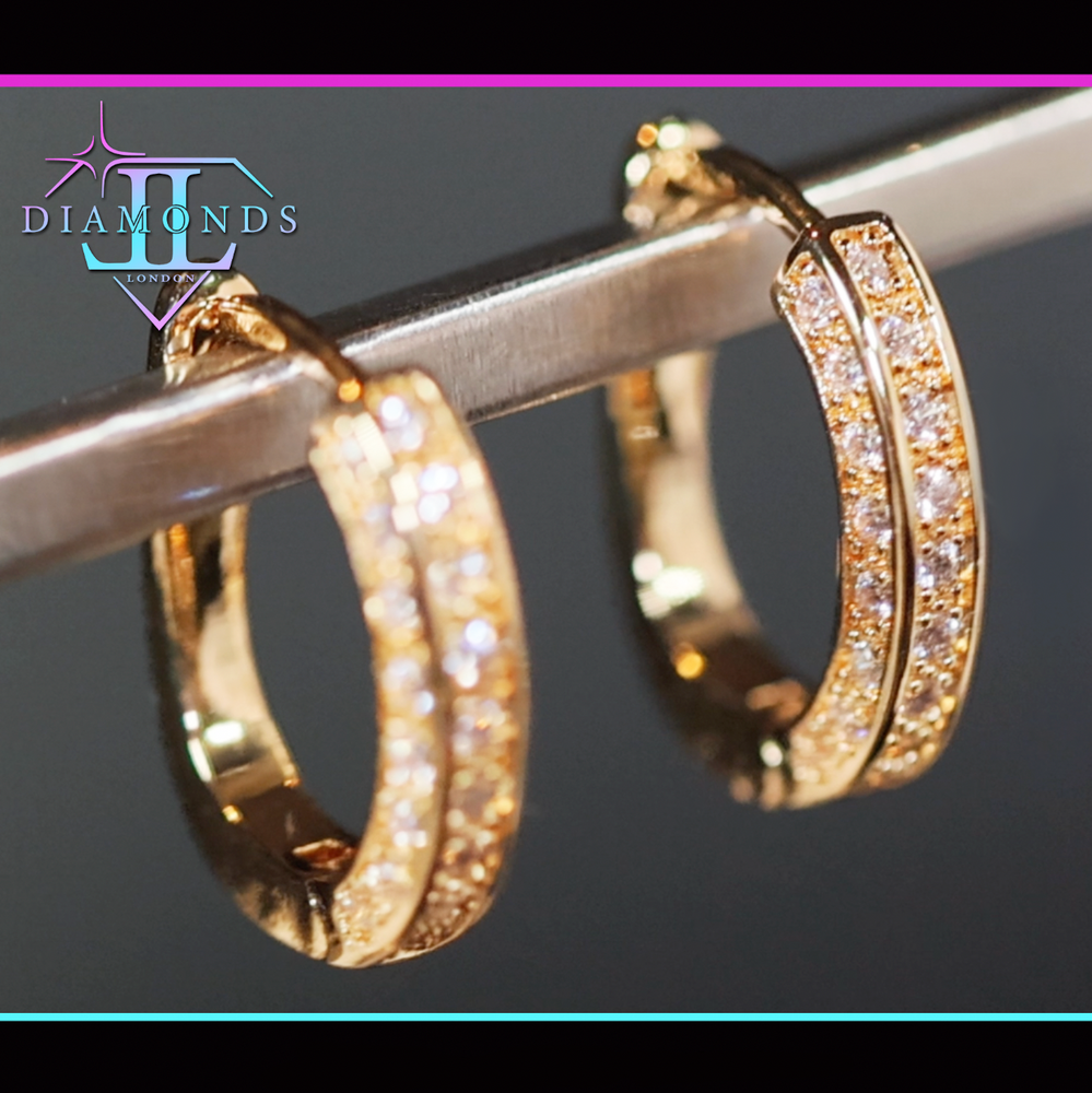 Small gold diamond hoop earrings