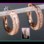 Small rose gold diamond hoop earrings